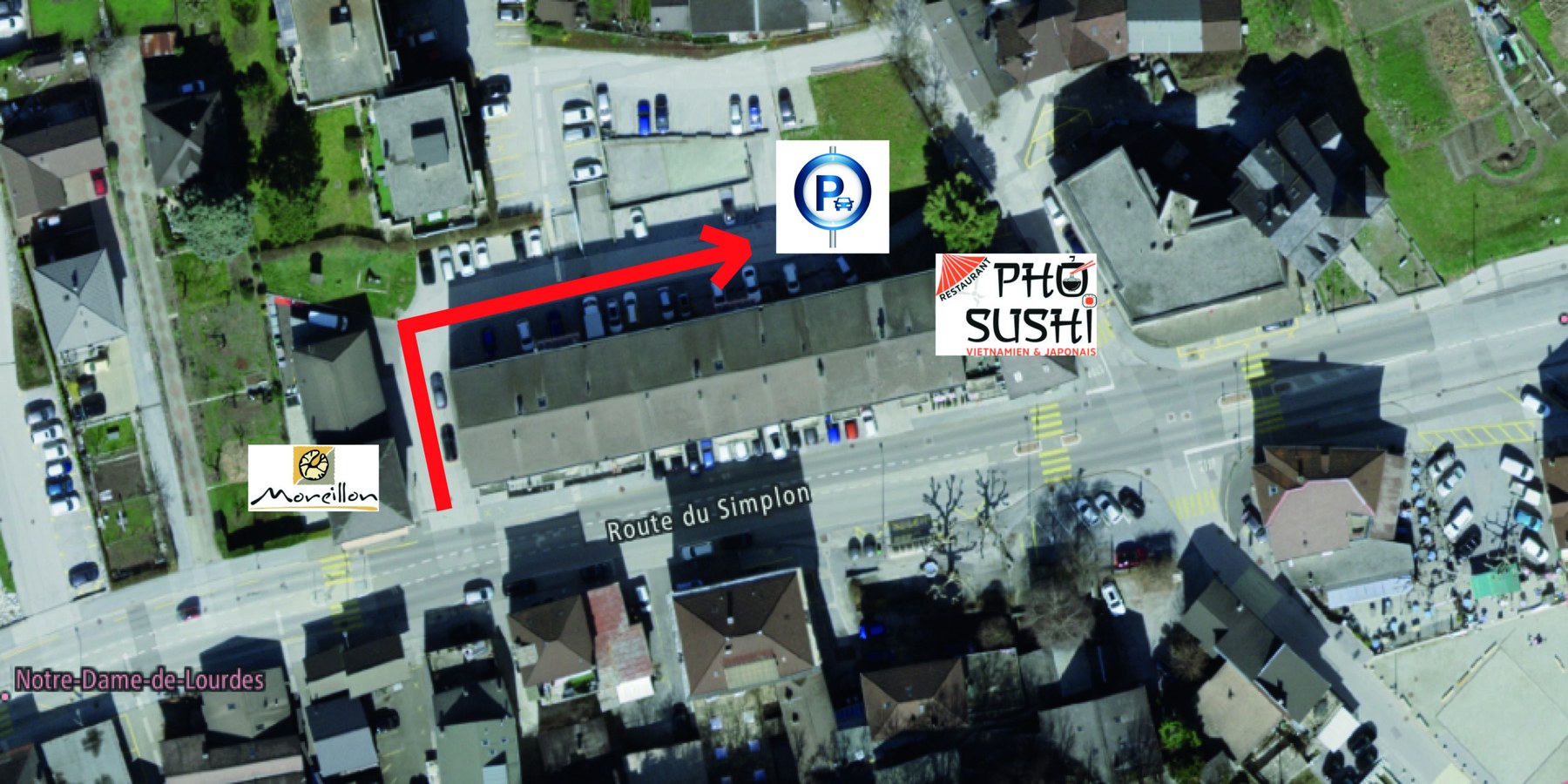 Parking gratuit Pho Sushi Sierre